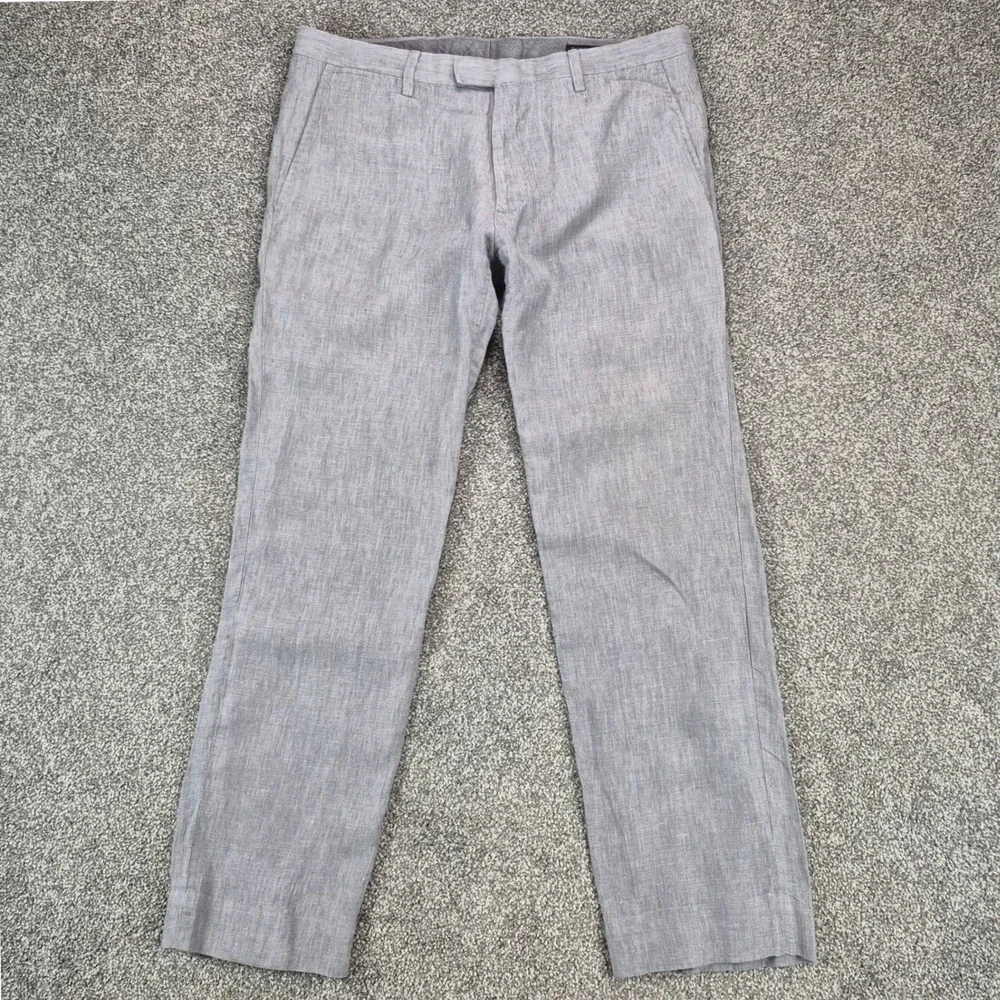 Banana Republic 100% Linen Dress Pants Mens 32x27 Gray Modern Slim Fit